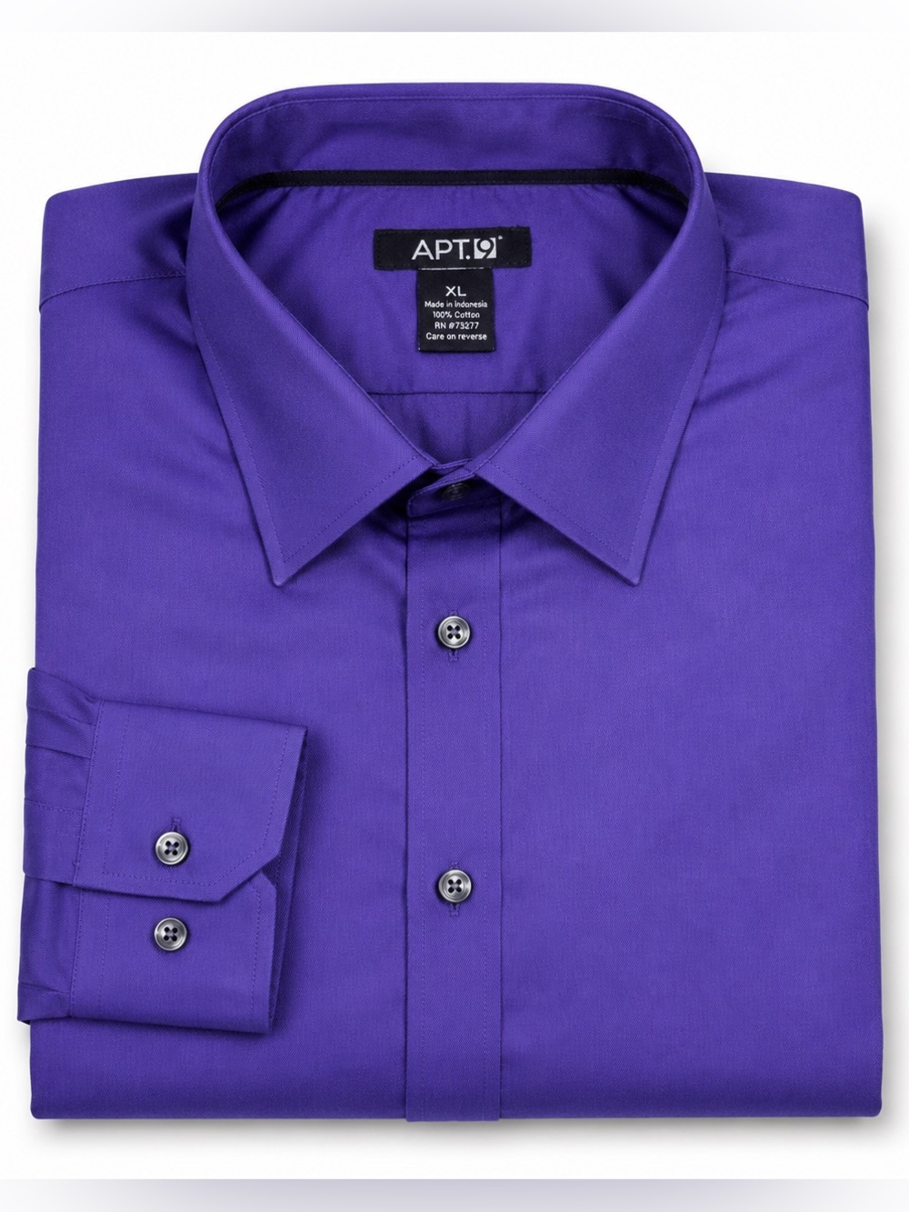 APT 9 Men’s Purple Modern Fit Long Sleeve Dress Shirt 100% Cotton Size XL New